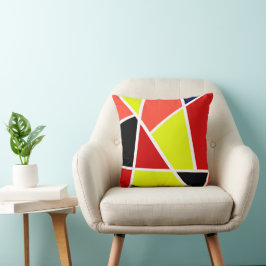 Abstract zwart-geel koraalminimalisme kussen