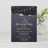 Abstract zwart glitters, lichten, afscheidsparty kaart (Staand voorkant)