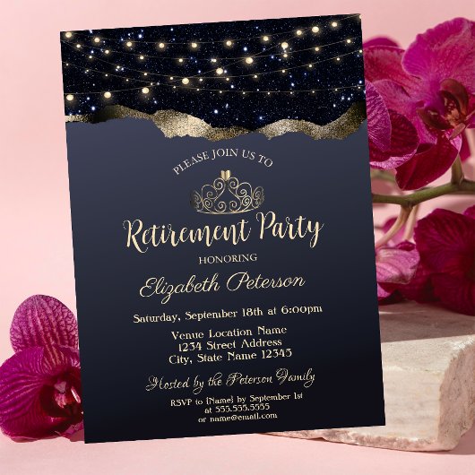Abstract zwart glitters, lichten, afscheidsparty kaart