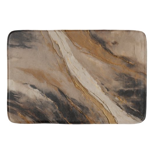 Abstract Zwart Goud Beige Badmat (Voorkant)