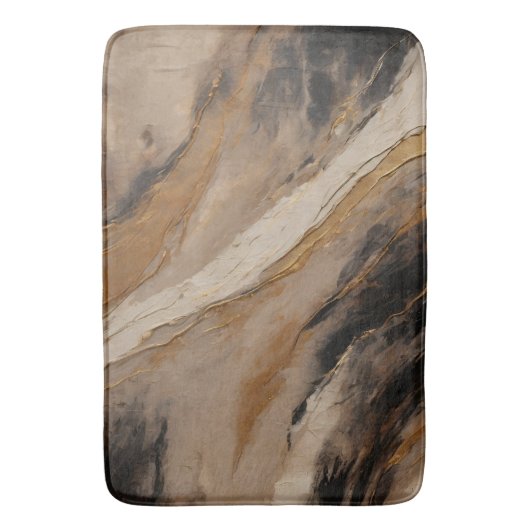 Abstract Zwart Goud Beige Badmat (Voorkant Verticaal)