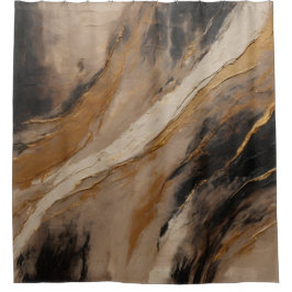 Abstract Zwart Goud Beige Douchegordijn