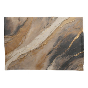Abstract Zwart Goud Beige Kussensloop