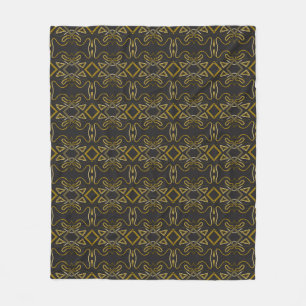 Abstract Zwart Goud Bruin Uniek Patroon Fleece Deken