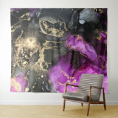 Abstract Zwart Goud Paars Unieke Kunst Wandkleed (In Situ (horizontaal))