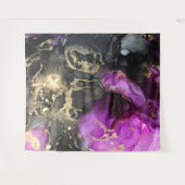 Abstract Zwart Goud Paars Unieke Kunst Wandkleed (Voorkant (horizontaal))