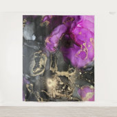 Abstract Zwart Goud Paars Unieke Kunst Wandkleed (Voorkant)