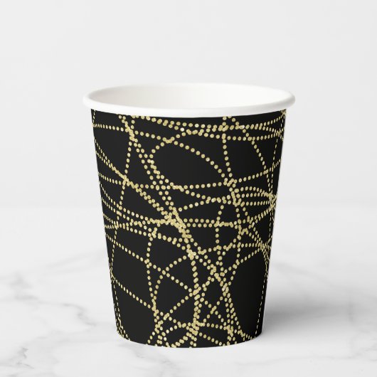 Abstract Zwart Goud Vrijgezellenfeest Papieren Bekers (Achterkant)