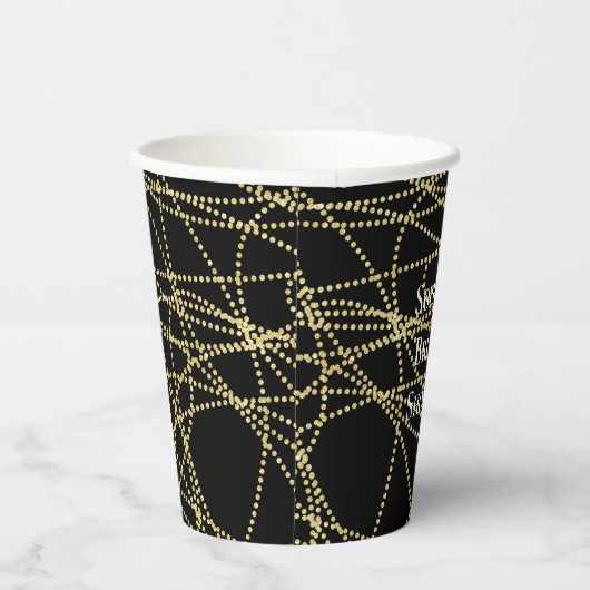 Abstract Zwart Goud Vrijgezellenfeest Papieren Bekers (Rechts)