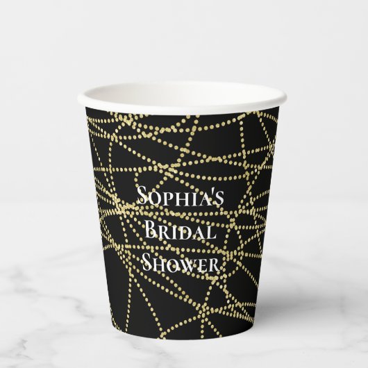 Abstract Zwart Goud Vrijgezellenfeest Papieren Bekers (Voorkant)