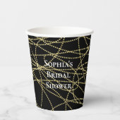 Abstract Zwart Gouden Bruidsdouche Papieren Bekers (Voorkant)