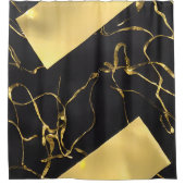 Abstract zwart-gouden patroon douchegordijn (Voorkant)