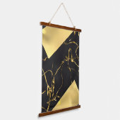 Abstract zwart-gouden patroon hangend wandkleed (Gebogen)