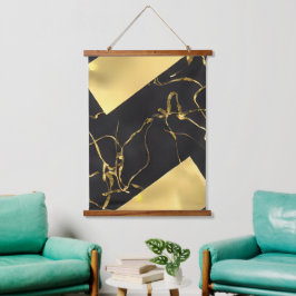 Abstract zwart-gouden patroon hangend wandkleed