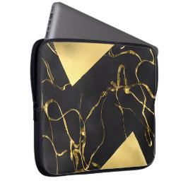 Abstract zwart-gouden patroon laptop sleeve
