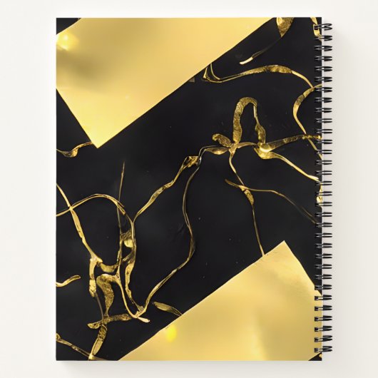 Abstract zwart-gouden patroon notitieboek (Achterkant)