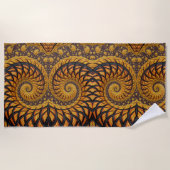 Abstract zwart-goudspiraal strandlaken (Voorkant)