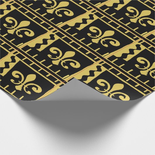 Abstract zwart goudvleur De LisWrap Cadeaupapier (Hoek)