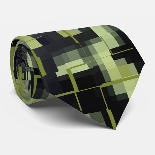 Abstract zwart grijs groen stropdas (Opgerold)