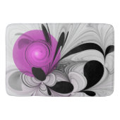Abstract zwart grijs met magenta fractal art badmat (Voorkant)