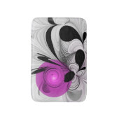 Abstract zwart grijs met magenta fractal art badmat (Voorkant Verticaal)