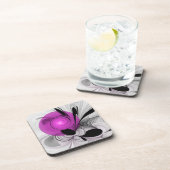 Abstract zwart grijs met magenta fractal art bier onderzetter (Rechterzijde)