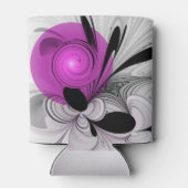 Abstract zwart grijs met magenta fractal art blikjeskoeler (Achterkant)