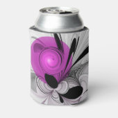 Abstract zwart grijs met magenta fractal art blikjeskoeler (Blikje Achterkant)