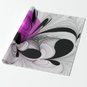 Abstract zwart grijs met magenta fractal art cadeaupapier (Uitgerold)