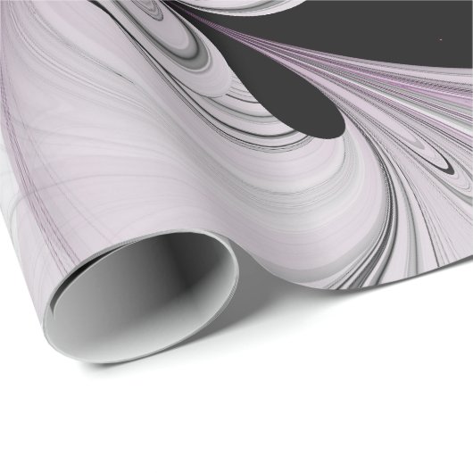Abstract zwart grijs met magenta fractal art cadeaupapier (Rol Hoek)