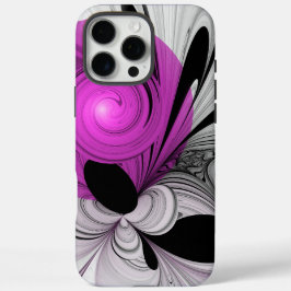 Abstract zwart grijs met magenta fractal art iPhone 16 pro max hoesje