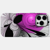 Abstract zwart grijs met magenta fractal art Case-Mate iPhone case (Achterkant (horizontaal))