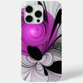 Abstract zwart grijs met magenta fractal art iPhone 15 pro max hoesje