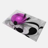 Abstract zwart grijs met magenta fractal art deurmat (Schuin)