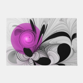 Abstract zwart grijs met magenta fractal art deurmat