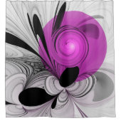 Abstract zwart grijs met magenta fractal art douchegordijn (Voorkant)