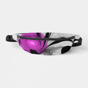 Abstract zwart grijs met magenta fractal art heuptasje