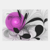 Abstract zwart grijs met magenta fractal art inpakpapier vel (Voorkant 3)