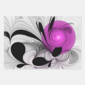 Abstract zwart grijs met magenta fractal art inpakpapier vel (Voorkant 2)