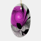 Abstract zwart grijs met magenta fractal art keramisch ornament (Rechts)