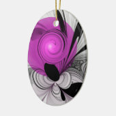 Abstract zwart grijs met magenta fractal art keramisch ornament (Links)