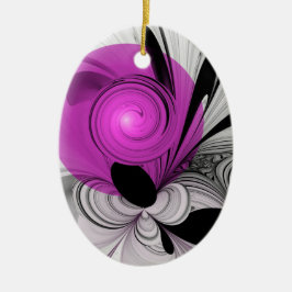 Abstract zwart grijs met magenta fractal art keramisch ornament