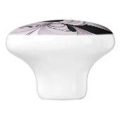 Abstract zwart grijs met magenta fractal art keramische knop (Zijkant)