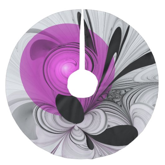 Abstract zwart grijs met magenta fractal art kerstboom rok (Voorkant)