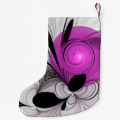 Abstract zwart grijs met magenta fractal art kleine kerstsok (Achterkant)