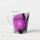 Abstract zwart grijs met magenta fractal art latte mok (Linkerhoek)