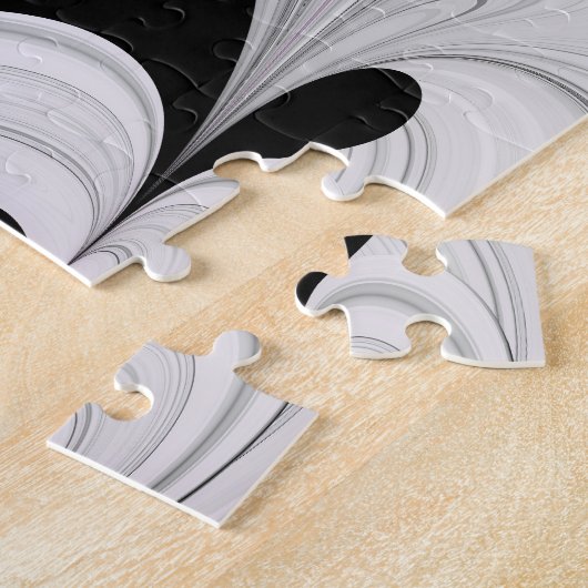 Abstract zwart grijs met magenta fractal art legpuzzel (Zijkant)