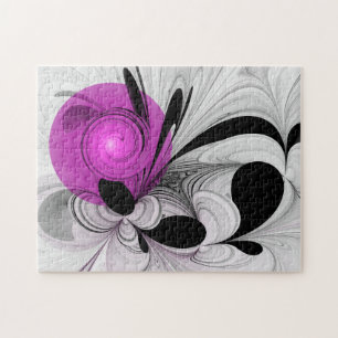 Abstract zwart grijs met magenta fractal art legpuzzel