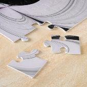 Abstract zwart grijs met magenta fractal art legpuzzel (Zijkant)