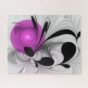 Abstract zwart grijs met magenta fractal art legpuzzel